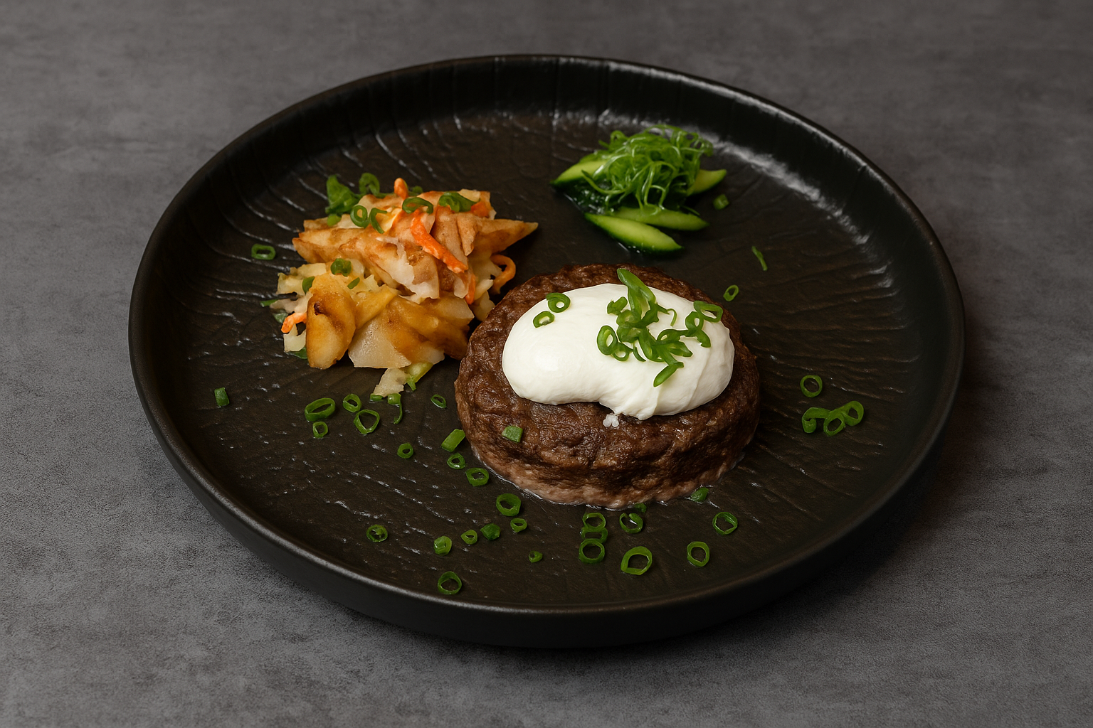 Бифштекс из мраморной говядины с бейби картофелем и яйцом пашот